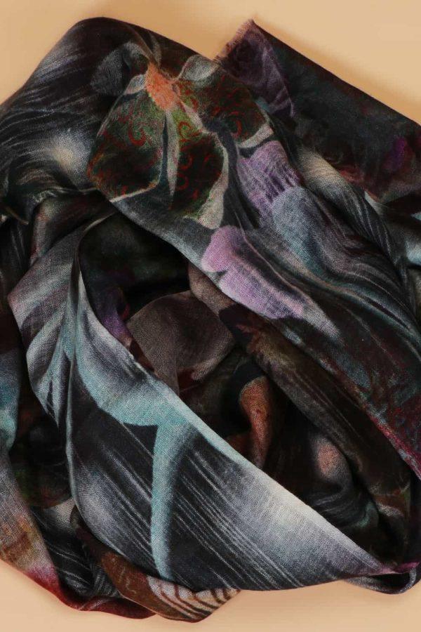 Printed Pashmina Stole - Black