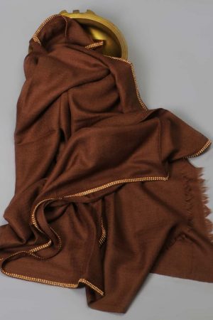 Sand Brown and handcrafted Stole made from Pashmina and Silk by Carpet Cellar