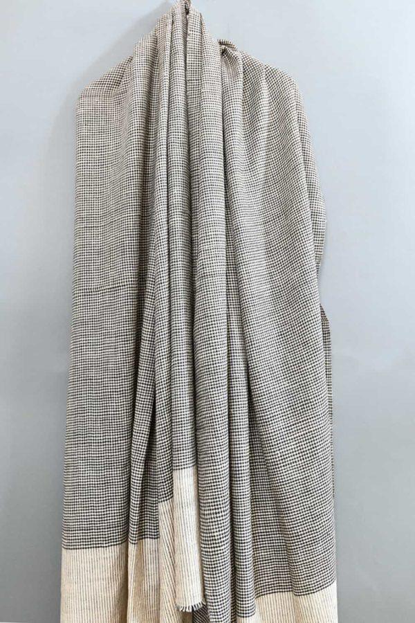 Shahmina Gents Shawl - Black on Beige