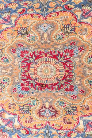 Blue and Orange handcrafted Vintage Carpets like made from Wool by Carpet Cellar