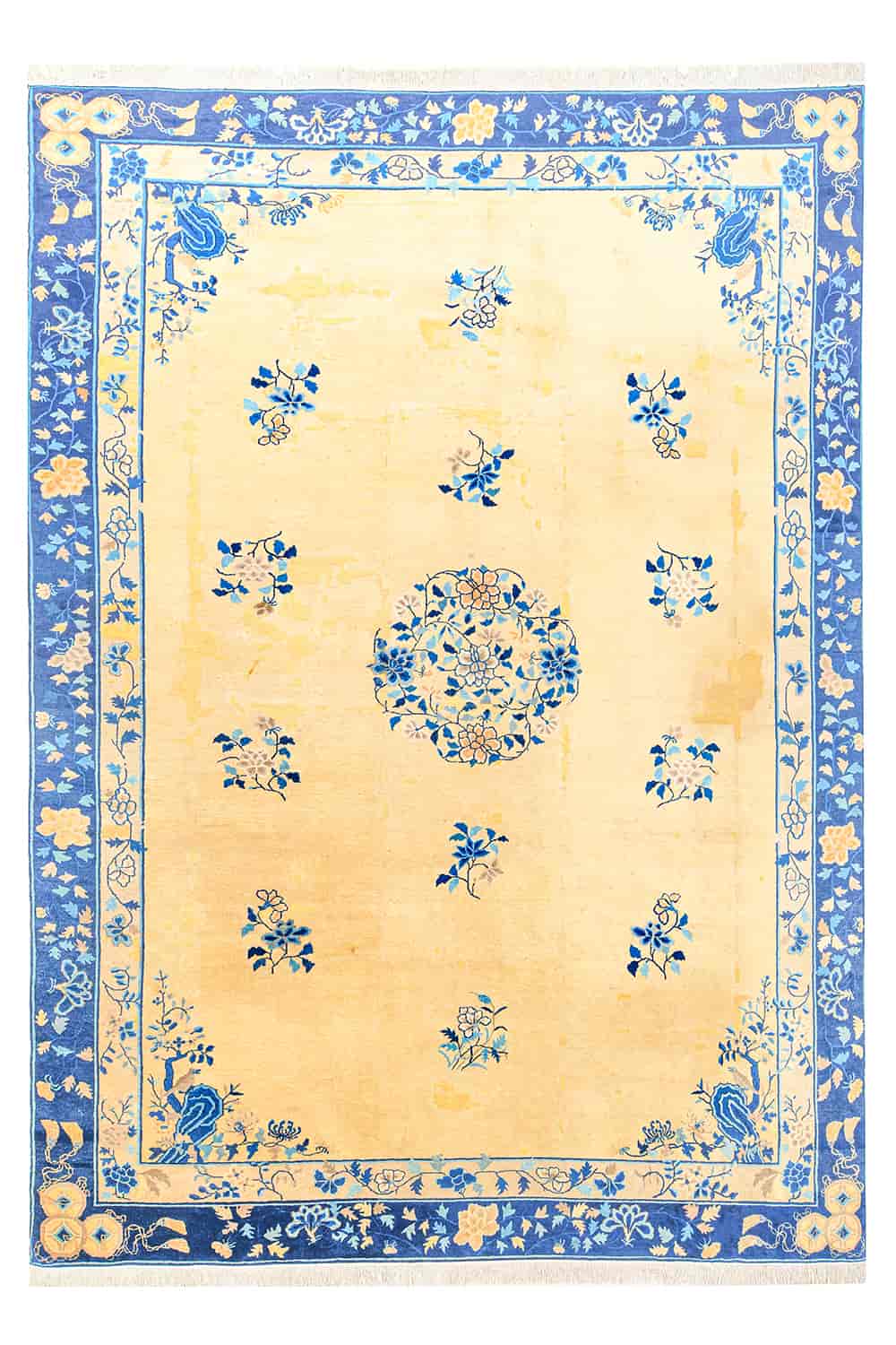 Vintage Chinese Pechino- Beige and Cobalt Blue