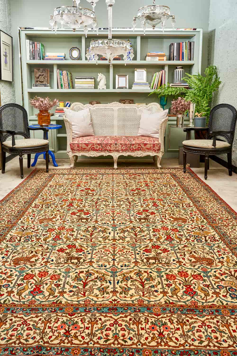 Red and beige Persian rug by Carpet Cellar