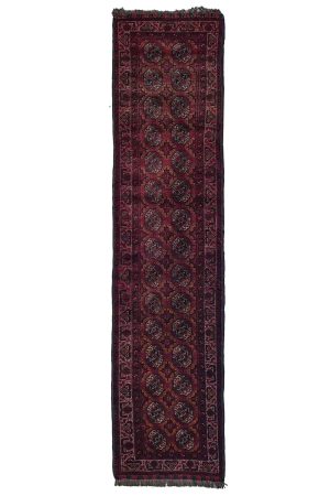 Vintage Afshar Basheer Bukhara Runner - Burgundy