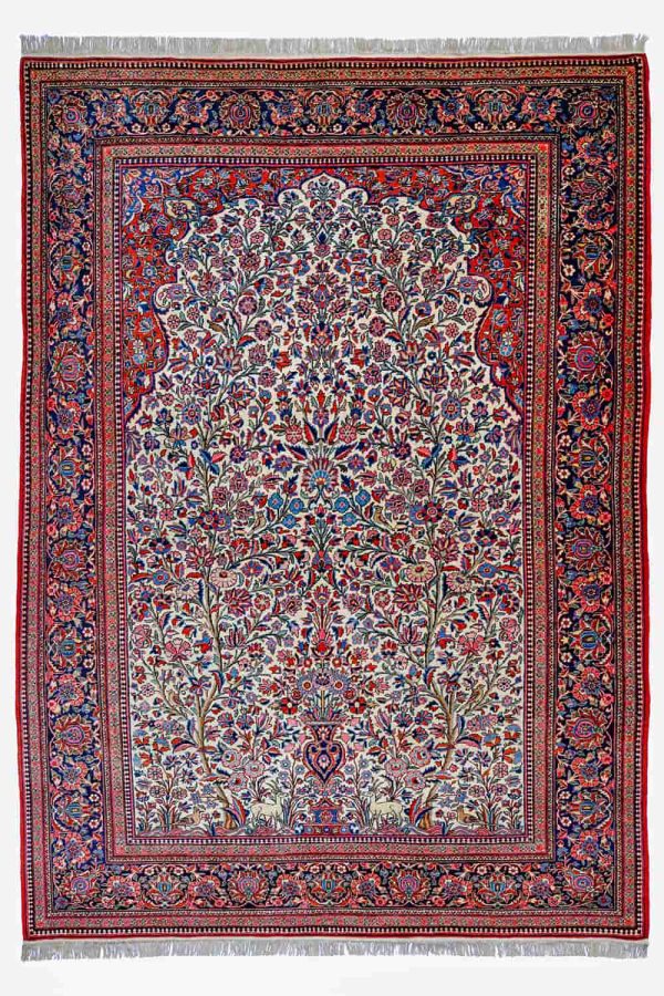 Antique Dabeer Kashan Garden of Paradise - Cerise