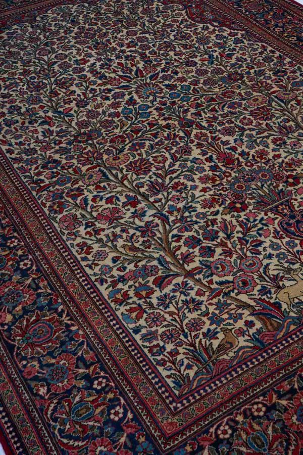 Antique Dabeer Kashan Garden of Paradise - Cerise
