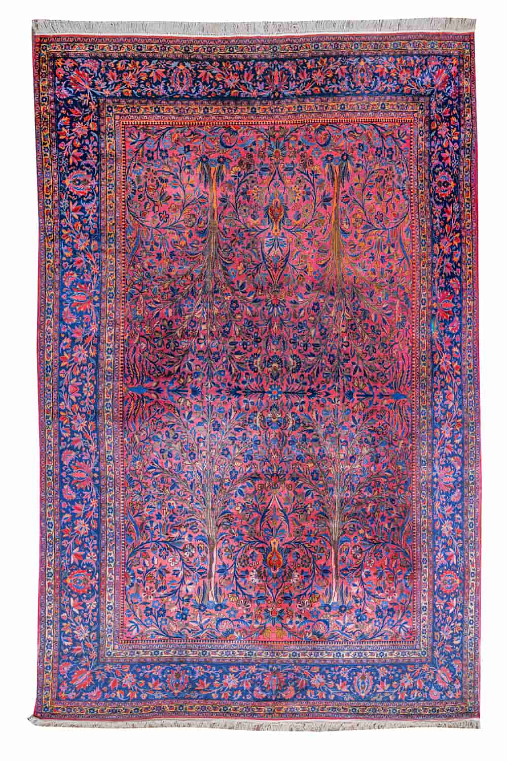 Antique Dabeer Kashan Tree Of Life – Deep Rose