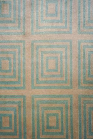 Teal Green and Beige handcrafted Transitional Carpets made from Silk and Wool by Carpet Cellar