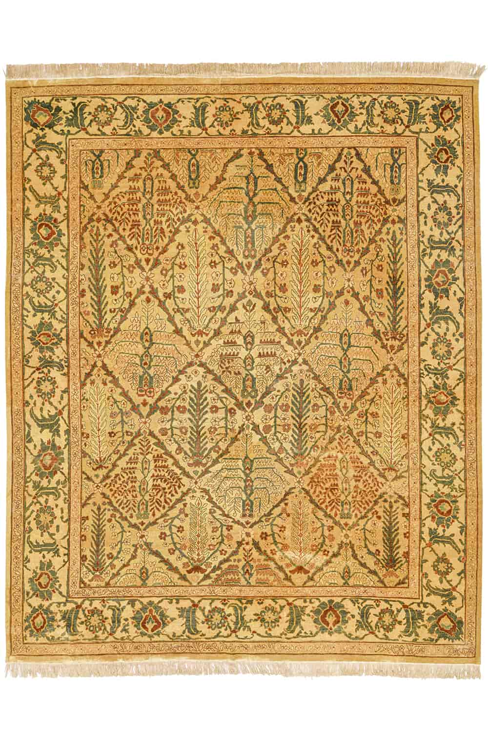 Antique Distressed Agra Oushak – Lattice Vines