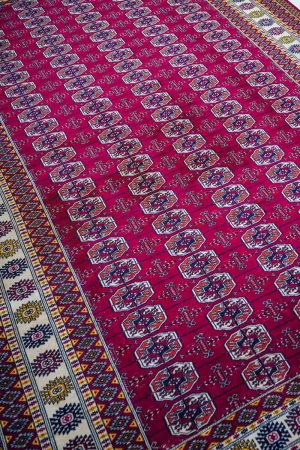 Dark Pink and handcrafted Timeless Antique Rugs made from Wool by Carpet Cellar