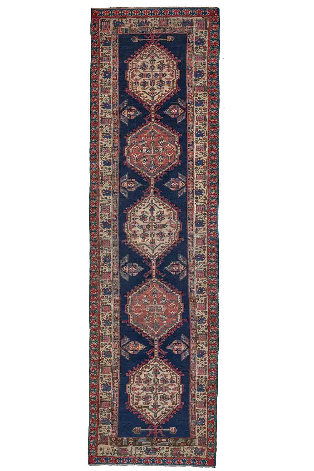Antique Kazak Runner – Deep Blue
