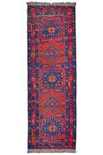 Antique Kazak Runner-Ornate Red