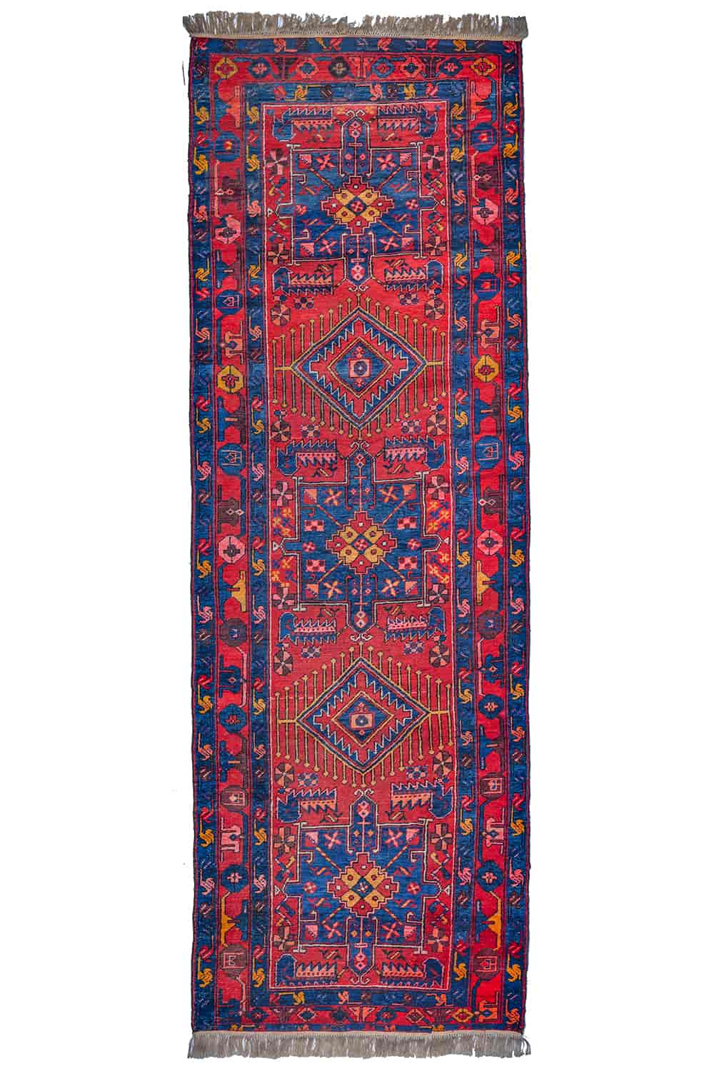 Antique Kazak Runner-Ornate Red