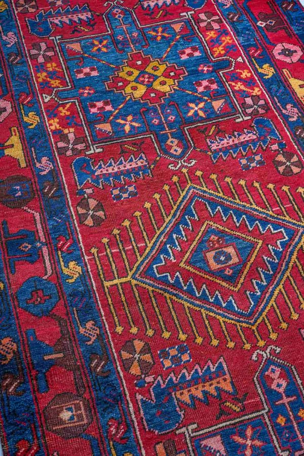 Antique Kazak Runner-Ornate Red