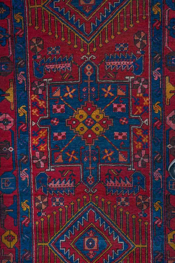 Antique Kazak Runner-Ornate Red