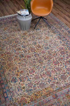 Beige and Light Blue handcrafted Antique Persian Carpets made from Wool by Carpet Cellar