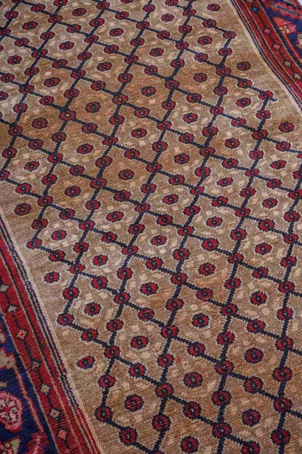 Vintage Kurdish Kazak Runner - Evil Eye Lattice