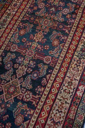 Dark Grey and Red handcrafted Vintage Carpets made from Wool by Carpet Cellar