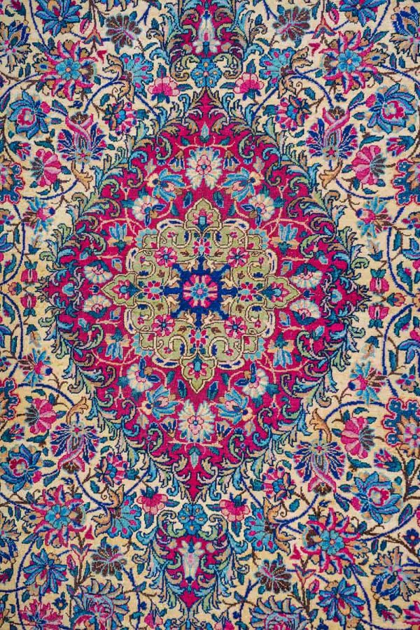 Antique Laver Kerman - Floral Drape