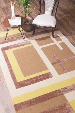 Off White and Light Brown handcrafted Flatweave Rugs made from Wool by Carpet Cellar
