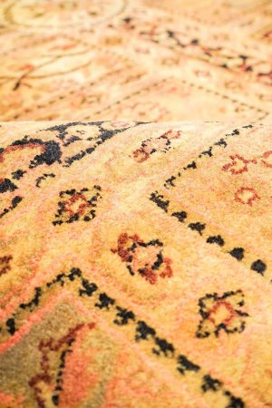 Mustard and Pale Orange handcrafted Timeless Antique Rugs made from Wool by Carpet Cellar