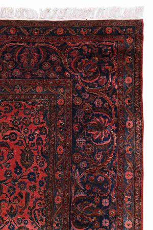 Orange and Dark Blue handcrafted Antique Persian Carpets made from Wool by Carpet Cellar