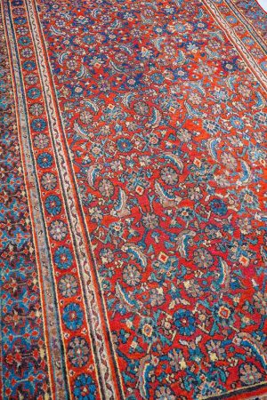 Red Orange and handcrafted Vintage Carpets made from Wool by Carpet Cellar