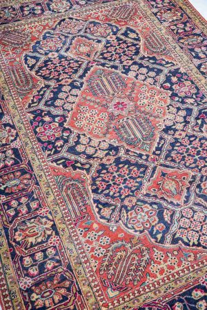 Dark Blue and Orange handcrafted Antique Persian Carpets made from Wool by Carpet Cellar