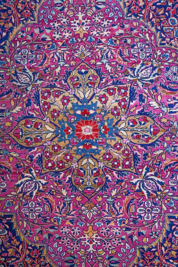 Antique Persian Kashan - Concentric Flowers
