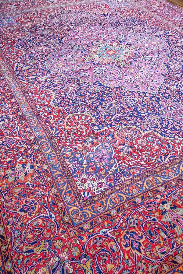 Antique Persian Kashan - Concentric Flowers