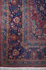 Antique Persian Kurk Kashan - Blue Medallion