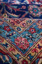 Antique Persian Kurk Kashan - Blue Medallion