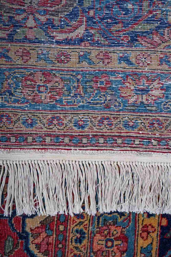 Antique Persian Kurk Kashan - Blue Medallion