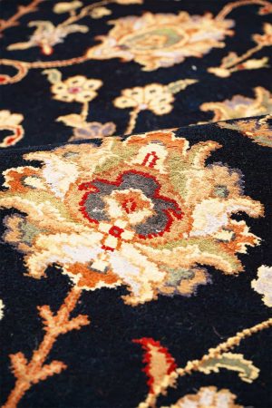 Dark Blue and Gold handcrafted Timeless Antique Rugs made from Silk and Wool by Carpet Cellar