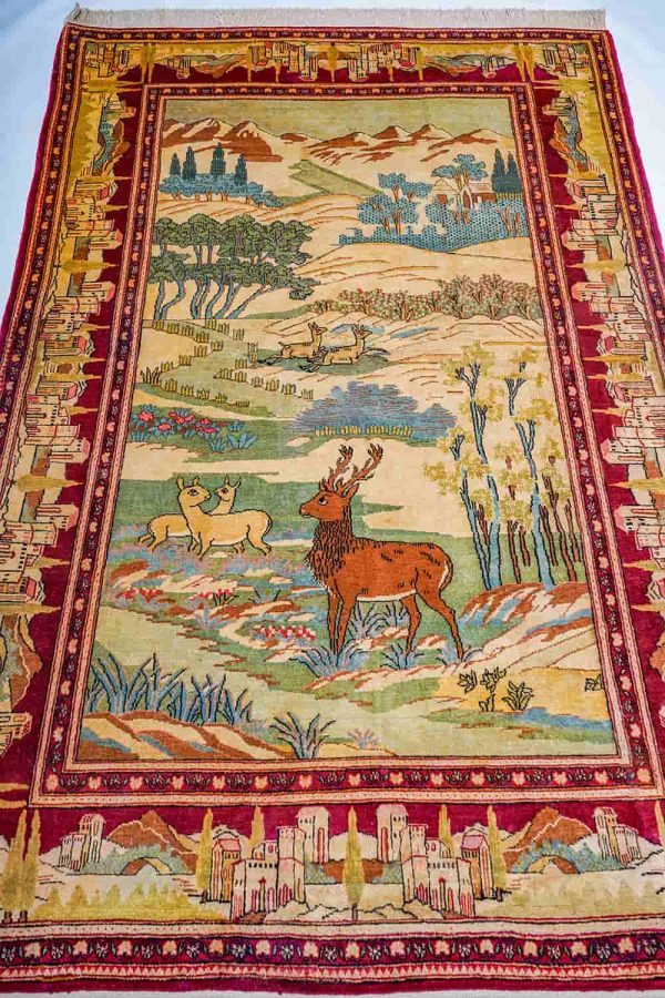 Antique Royal Kurk Laver Kerman - Hunting Scene
