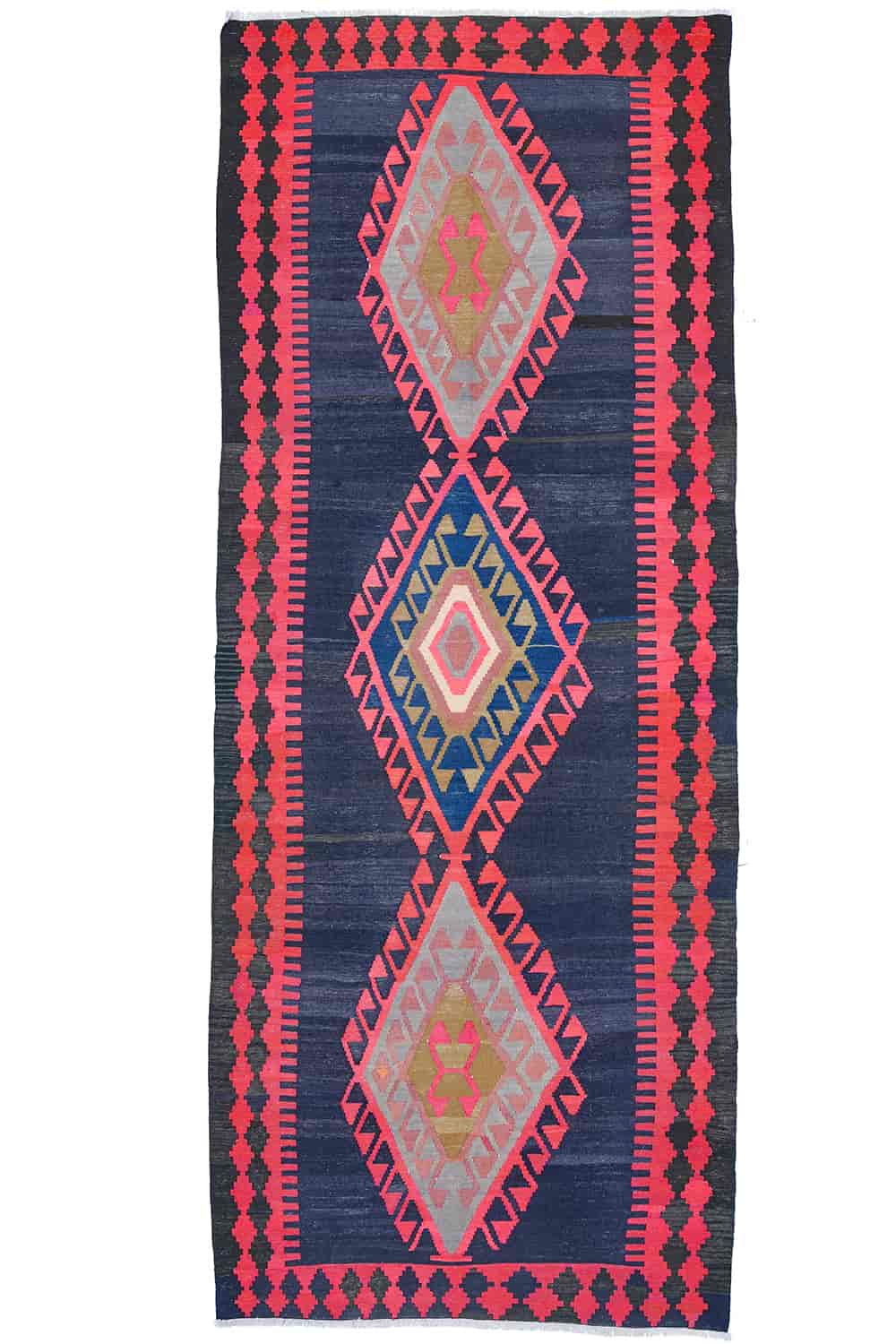 Vintage Kazak Slit Weave Kilim Runner