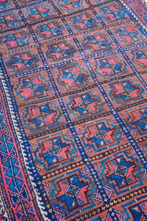 Cobalt Blue and Pink handcrafted Vintage Carpets made from Wool by Carpet Cellar