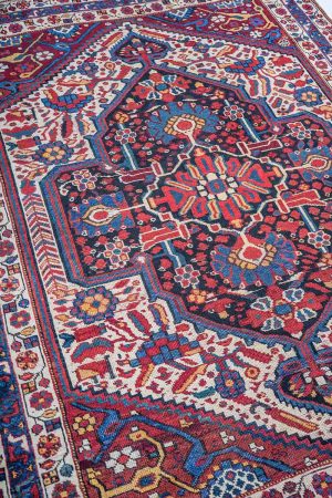 Ochre Red and Blue handcrafted Vintage Carpets made from Wool by Carpet Cellar