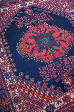 Dark Blue and Pink handcrafted Vintage Carpets made from Wool by Carpet Cellar