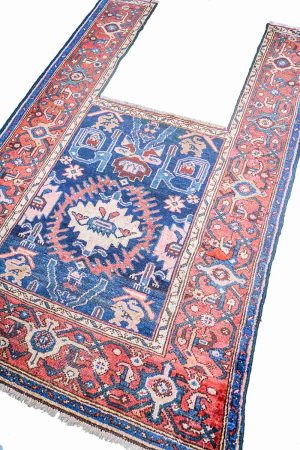 Rustic Red and Dark Blue handcrafted Vintage Carpets made from Wool by Carpet Cellar