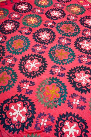 Pink and Dark Blue handcrafted Textiles made from Cotton and Silk by Carpet Cellar