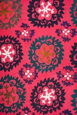 Vintage Uzbek Suzani Embroidered Textile - Rouge