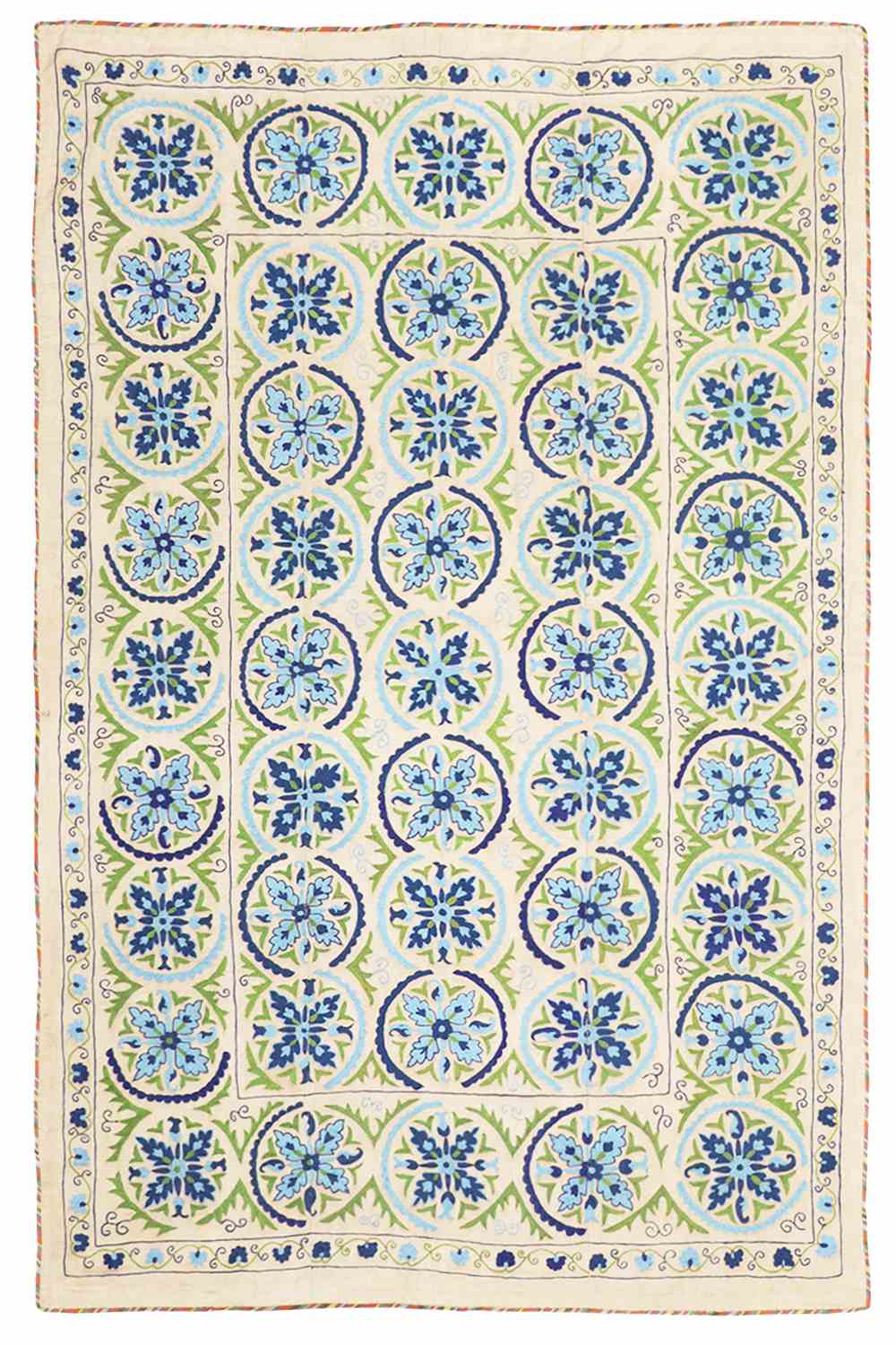 Vintage Uzbek Suzani Embroidered Textile – Blue Gaze