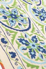Vintage Uzbek Suzani Embroidered Textile - Blue Gaze