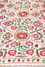 Vintage Uzbek Suzani Embroidered Textile - Floral Lattice