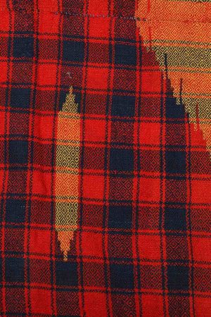 Red and Dark Blue handcrafted Textiles made from Wool by Carpet Cellar