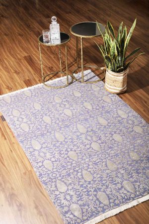 Lavender and Silver handcrafted Transitional Carpets made from Silk and Wool by Carpet Cellar