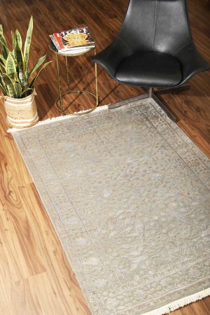Grey and Silver handcrafted Transitional Carpets made from Silk and Wool by Carpet Cellar