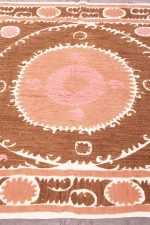 Antique Uzbek Suzani Embroidered Textile - Rose Pink