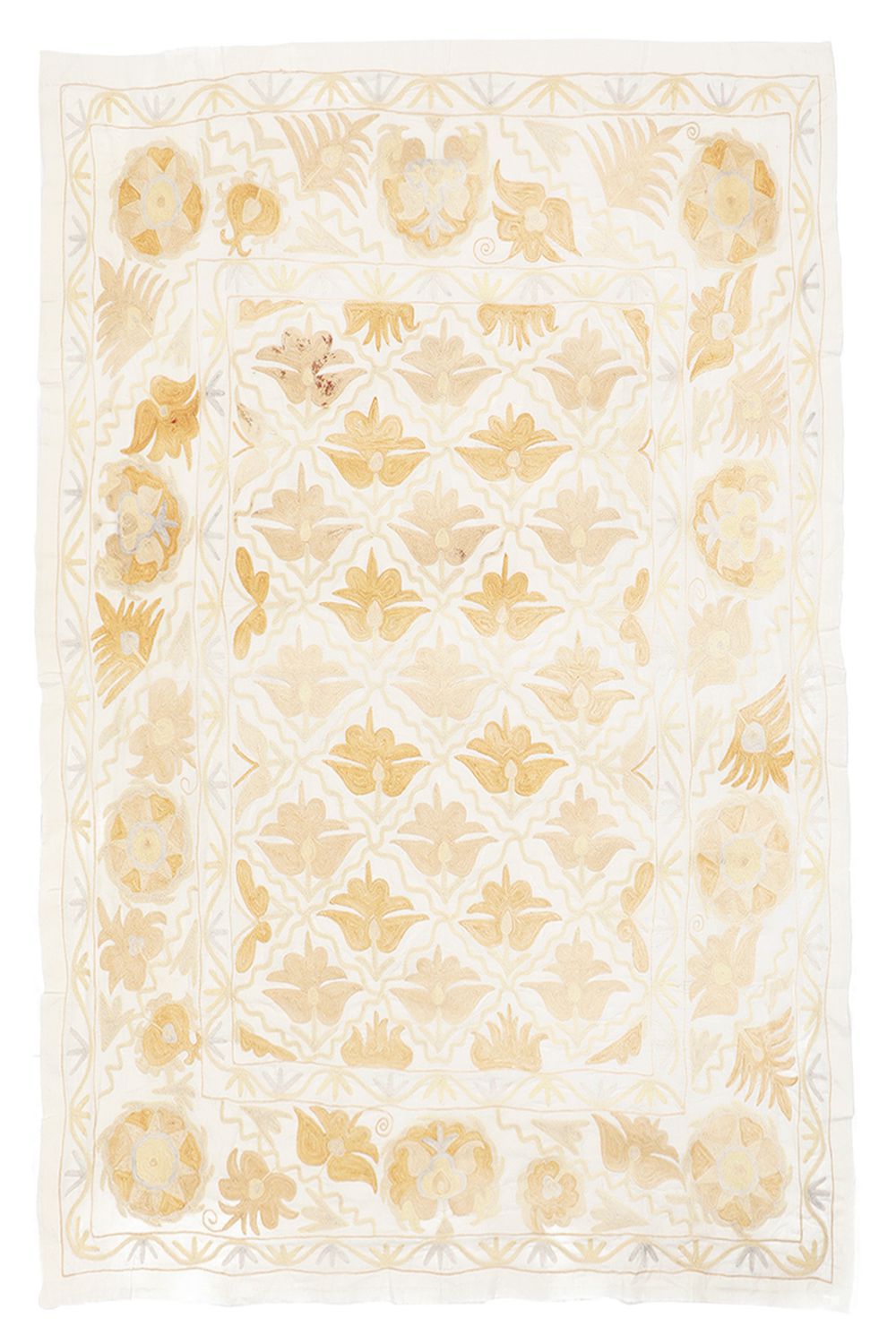 Antique Uzbek Suzani Embroidered Textile – Clover