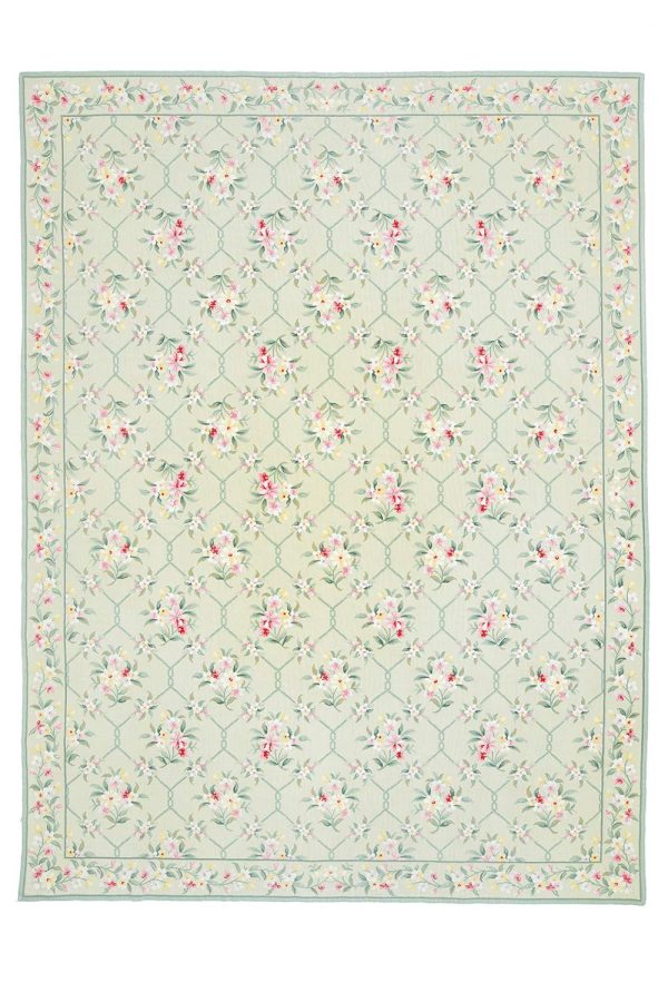French Aubusson Needlepoint Tapestry - Floral Lattice